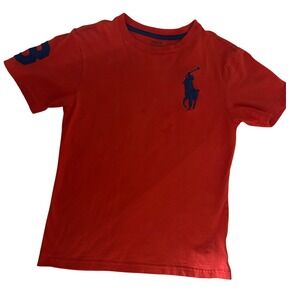 Polo Ralph Lauren T-Shirt Big Pony Number 3 Red Cotton Tee Shirt Size Small Kids